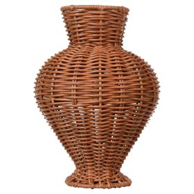 Better Homes & Gardens Woven Faux Rattan Indoor Vase, 10", Brown