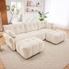 3 Seater Sofa Set With Ottoman And Throw Pillows, Sturdy Solid Wood Frame Couch In Elegant Textured Chenille Fabric, Perfect For Living Rooms, Lounges