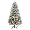 VEVOR Christmas Tree, 4ft Prelit Flocked Artificial Tree, Full Holiday Xmas Deco Trees with 120 Warm White LED Lights