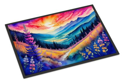 NEW Annual Larkspur in Color Doormat Front Door Mat Indoor Outdoor Rugs for Entryway, Non Slip Washable Low Pile, 18H X 27W