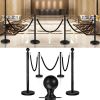 4 PCS Black Stanchions with Black Velvet Ropes-Red Carpet Party Crowd Control Poles,for Wedding, Party, Theater, Exhibition