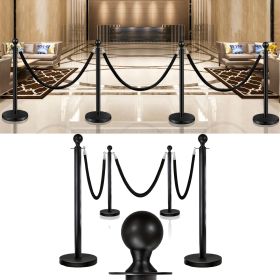 4 PCS Black Stanchions with Black Velvet Ropes-Red Carpet Party Crowd Control Poles,for Wedding, Party, Theater, Exhibition