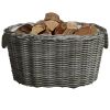 Firewood Basket with Carrying Handles 23.6"x15.7"x11" Gray Willow