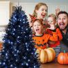 7FT Pre-lit Black Halloween Christmas Tree – Artificial Holiday Decor for Home, Office & Halloween Party. Includes 1,916 Branch Tips, 450 Lights