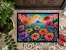 NEW Zinnias in Color Doormat Front Door Mat Indoor Outdoor Rugs for Entryway, Non Slip Washable Low Pile, 18H X 27W