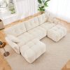 3 Seater Sofa Set With Ottoman And Throw Pillows, Sturdy Solid Wood Frame Couch In Elegant Textured Chenille Fabric, Perfect For Living Rooms, Lounges