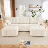3 Seater Sofa Set With Ottoman And Throw Pillows, Sturdy Solid Wood Frame Couch In Elegant Textured Chenille Fabric, Perfect For Living Rooms, Lounges