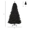 HOMCOM 7ft Black Pencil Artificial Christmas Tree Halloween Style Automatic Open Holiday Home Decoration