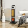 HOMCOM 31" Electric Freestanding Fireplace with Oscillation, Remote Control & 12H Timer for Indoors, 1400W, Black