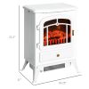 HOMCOM Electric Fireplace Heater White with Realistic LED Log Flames Overheating Safety 750/1500W