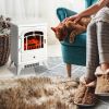 HOMCOM Electric Fireplace Heater White with Realistic LED Log Flames Overheating Safety 750/1500W