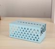 Tinplate Tissue Holder Box Geometric Hollow Facial Napkin Tissue Box Cover - Blue
