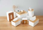 Japanese Style Tissue Box Holder Square Bamboo Tissue Cover Box for Home Office Bar