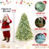 7FT Pre-lit Blue Spruce Artificial Christmas Tree - 2520 PE&PVC Tips with 700 LED Lights - Metal Stand and Hinged Branches for Home, Party Decoration