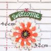 Red African Daisy Iron Wall Art Decor Door Welcome Plaque Sign Garden Villa Metal Door Hanging Ornament