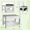 Qaba Kids Play Table Set 3PC with Reversible Top, Chalkboard, Storage, Bookshelf, Gray, Educational
