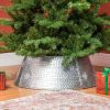 HOMCOM Christmas Tree Collar Steel Tree Ring Skirt Home Xmas Decoration with Snowflake Engraved, 26" Base, Silver
