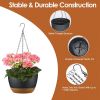 4Pcs Hanging Planter with 9.64In Diameter Drainage Holes Removable Self-Watering Tray Plastic Hanging Flower Plant Pots For Indoor Outdoor Herb Ivy Fe