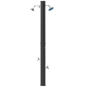 9.2 Gallon Slolar Heated Outdoor Shower With 2 Free-Rotating Shower Heads And Foot Showers For Poolside Beach Spa, 7.1ft (Color: Black)