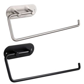 Adhesive Paper Towel Holders Under Cabinet for Kitchen Wall Mounted Stainless Steel Toilet Paper Roll Holder (Color: Black, Base: Round)