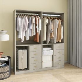 Closet Organizer System, Closet System with Drawers, Clothes Organizer with Closet Shelves Wall Mounted (Color: Gray)