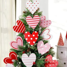 Halloween Decorations Indoor: 14pcs Large Spooky Skull Dark Red Rose Tree Picks (Style: Red pink heart Valentines tree ornaments)