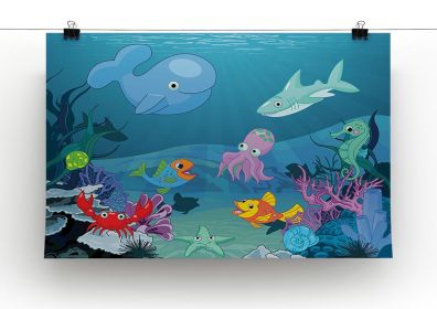 background of an underwater life Canvas Print or Poster (Type: Standard Framed Canvas Print, size: Large (24" x 16"))