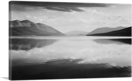 Evening - McDonald Lake - Glacier National Park - Montana (Type: Standard Framed Canvas Print, size: 12" x 8" / 30cm x 20cm (approx))
