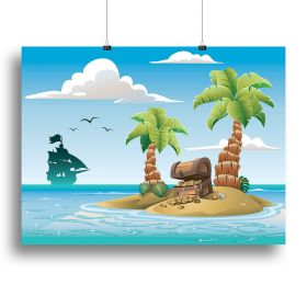 Treasure chest on the unhabited tropical island Canvas Print or Poster (Type: Poster Print, size: Small (12" x 8"))