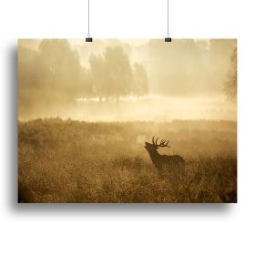 Large red deer stag silhouette in autumn Canvas Print or Poster (Type: Standard Framed Canvas Print, size: 28" x 20" / 70cm x 50cm (approx))